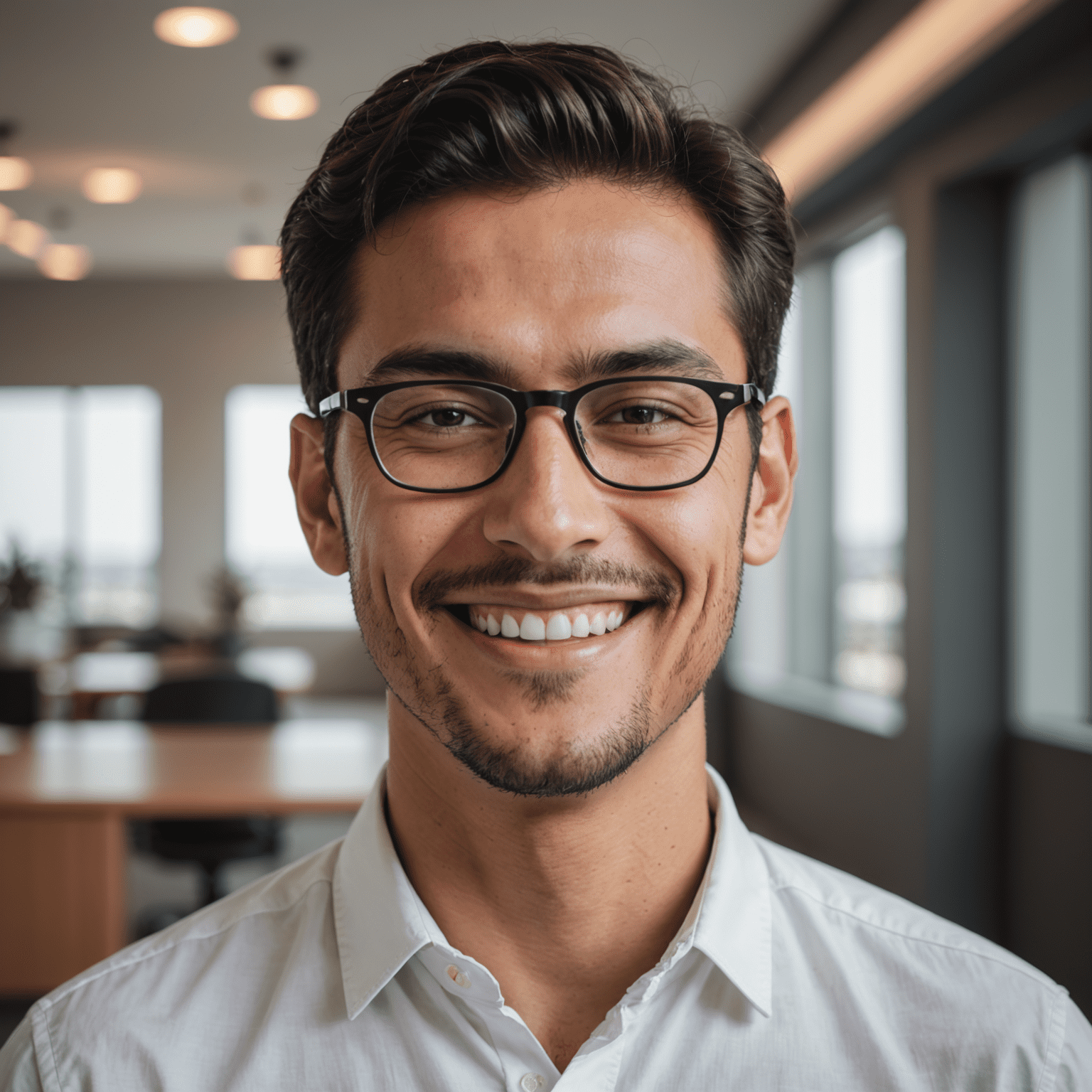 Foto de Carlos Mendoza, Director de Estrategia, un hombre joven con gafas y camisa blanca, sonriendo