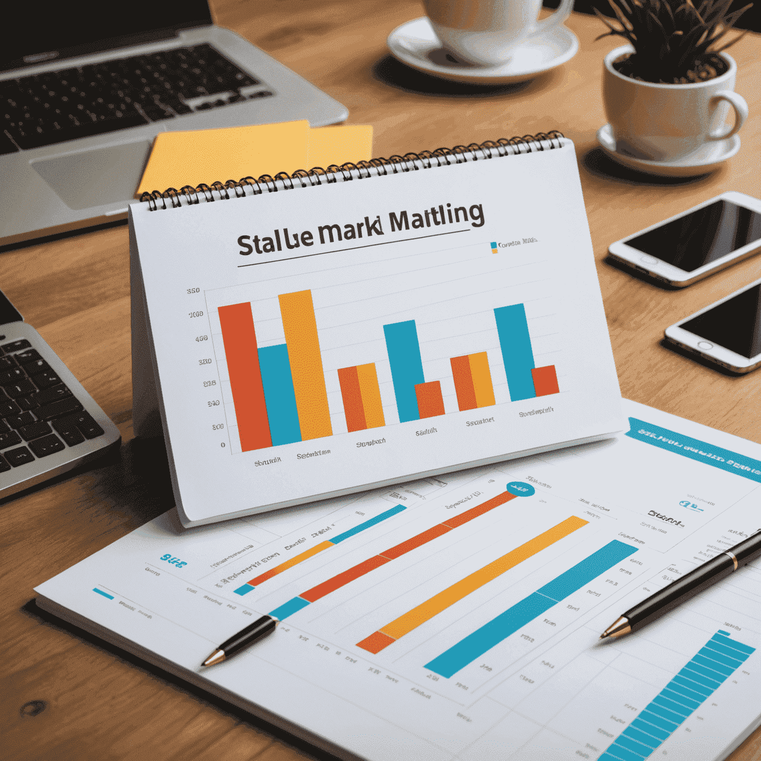 Imagen que muestra un gráfico de crecimiento de ventas y métricas de marketing digital positivas, simbolizando el éxito de una startup después de implementar estas estrategias