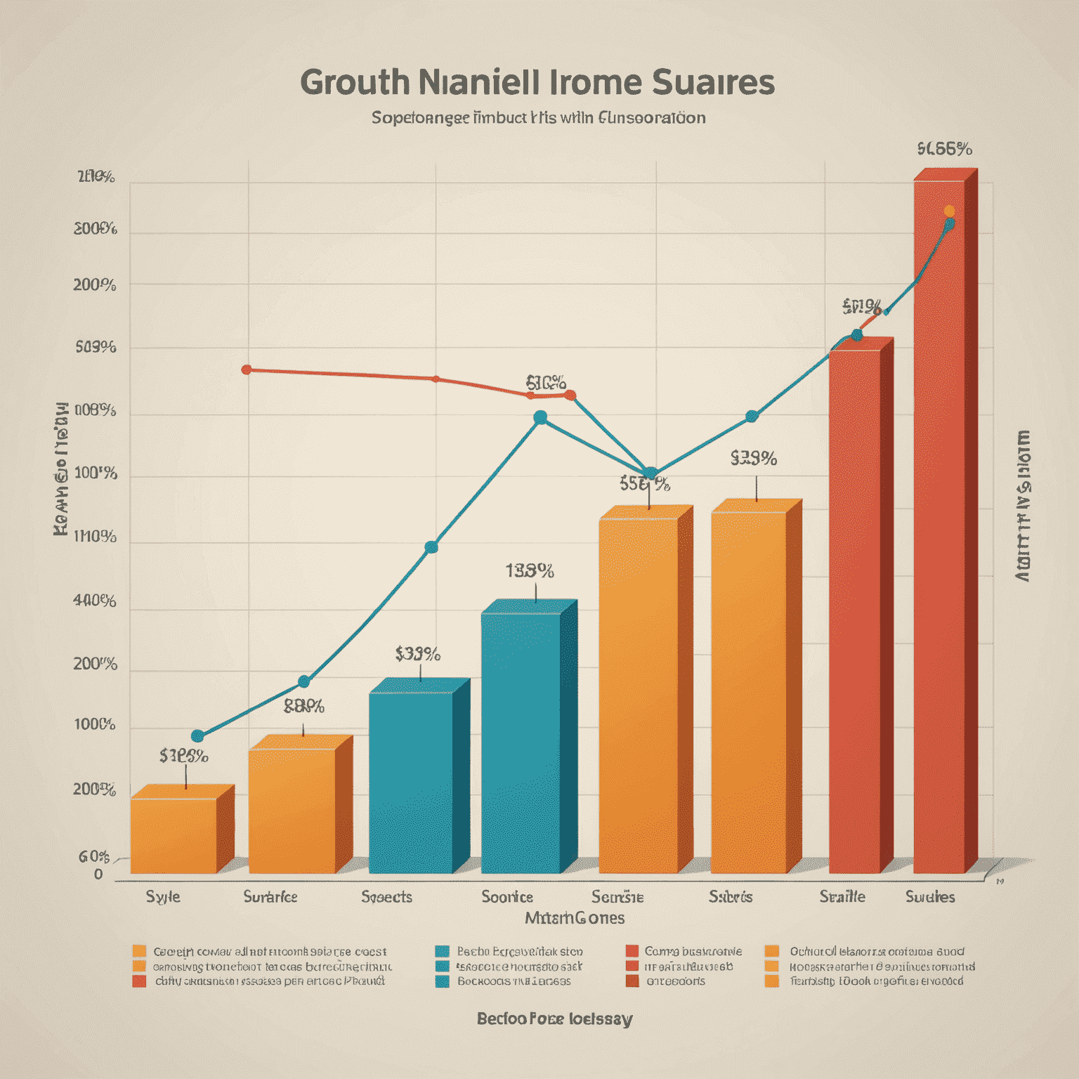 Gráfico que muestra el crecimiento y la estabilidad de un negocio con múltiples fuentes de ingresos en comparación con uno de fuente única